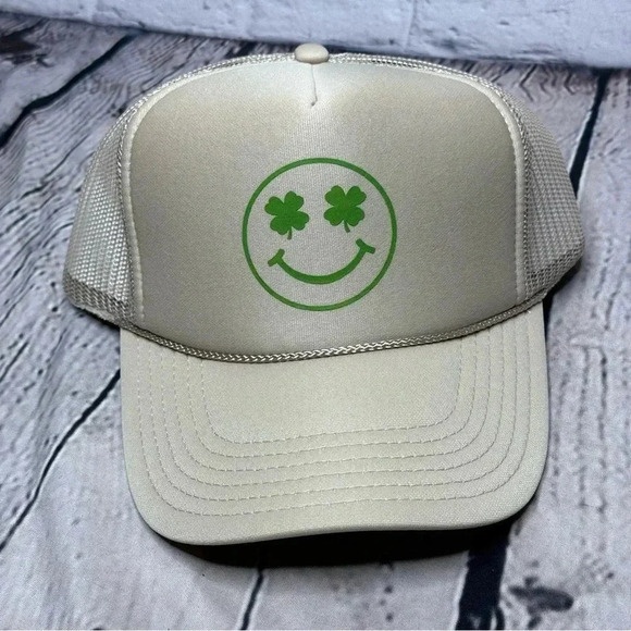 OTTO NWT Lucky Clover Cap Trucker Hat Khaki - Picture 1 of 5